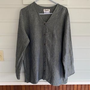 FLAX Button Down V-neck Linen Tunic